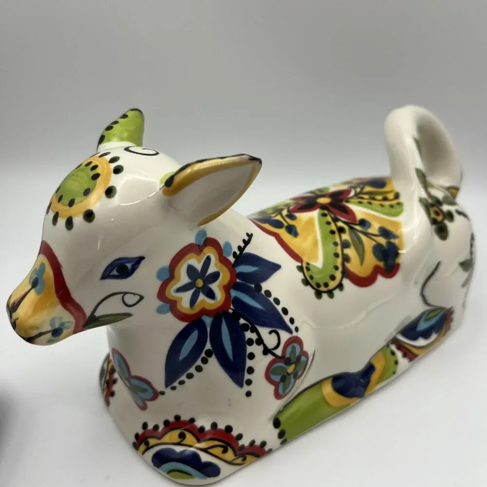 Espana Lifestyle Bocca ceramic cow shaped covered butter dish 8x5 in